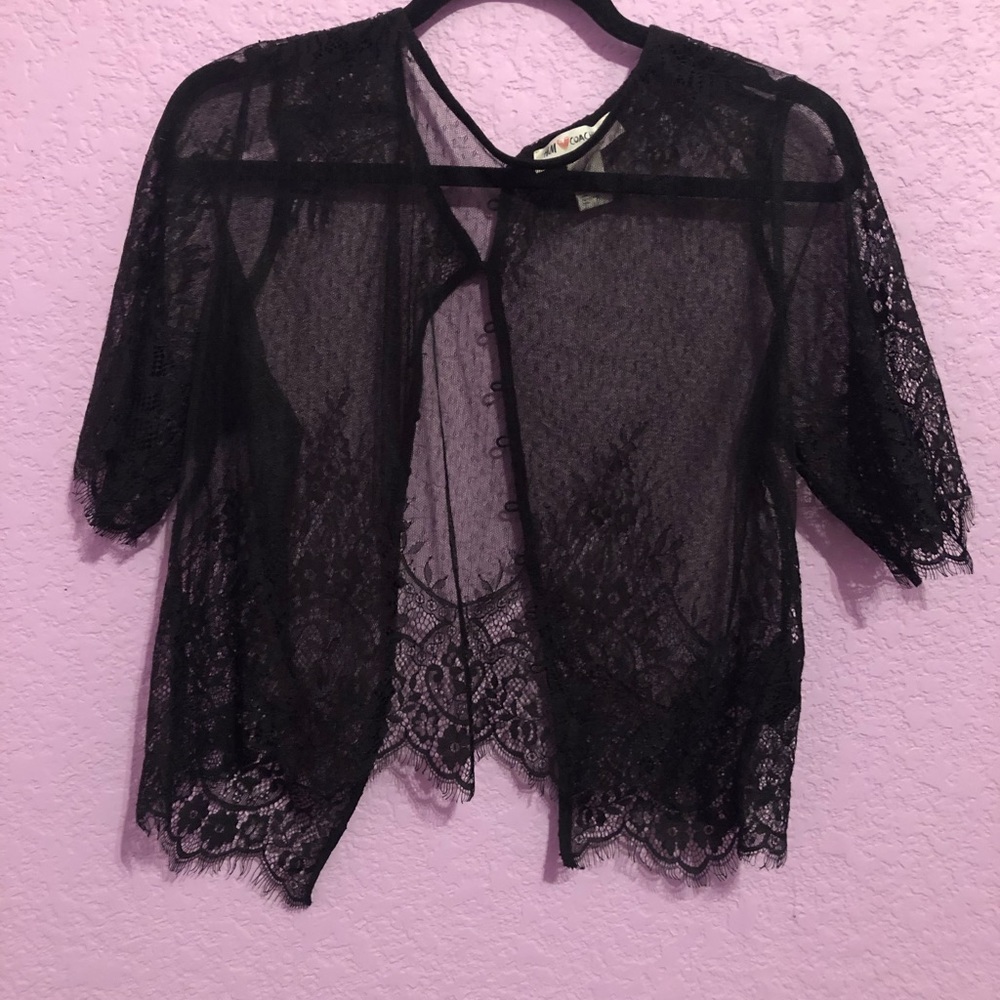 Black Lace Sheer Shirt